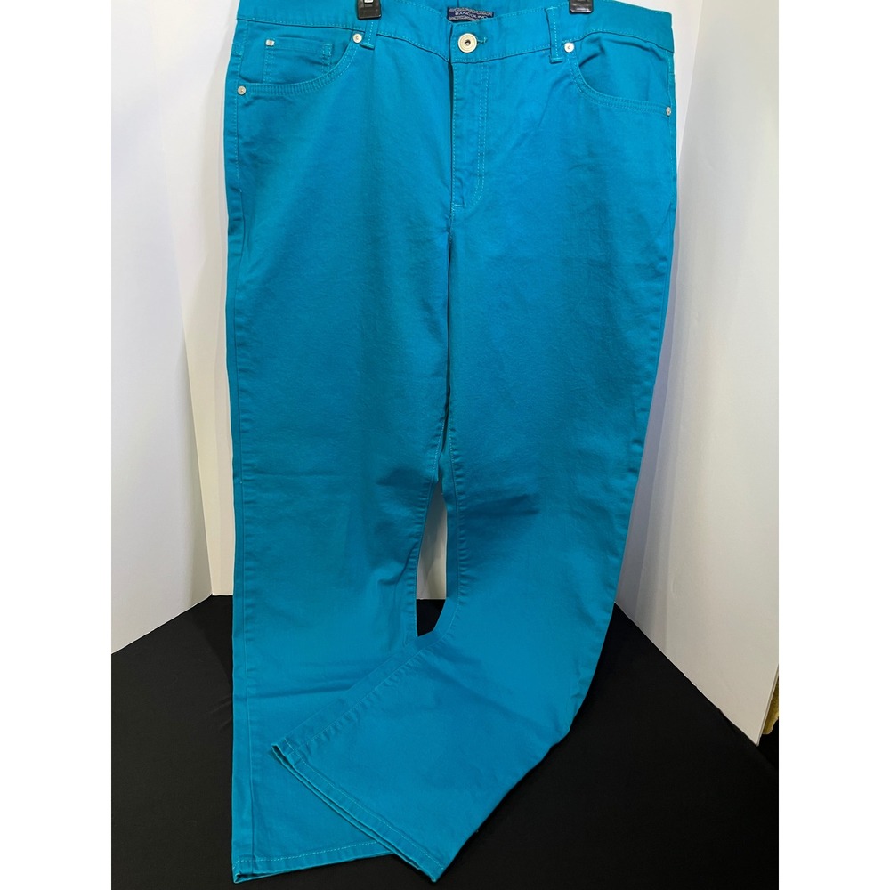 Bandolino Mandie Straight Leg Pants Womens 18 Teal Blue Stretch Cotton DBS41487T